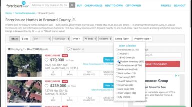 Searching for Shadow Inventory properties on Foreclosure.com - Listing type help video